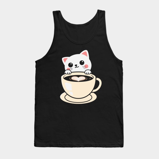 Coffee and Cat Lover Tank Top by ryanjaycruz